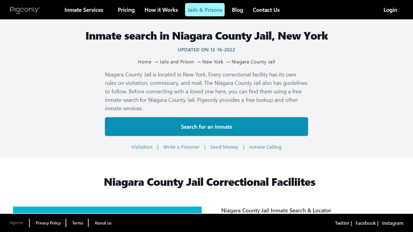 Inmate Search Niagara County Jail, New York | Pigeonly